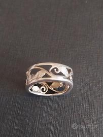 anello argento motivi foglie