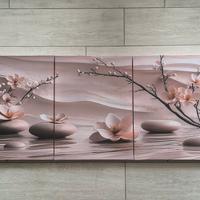 Tris Quadri Moderni Zen 30x40 - Fiori di Loto e Pi