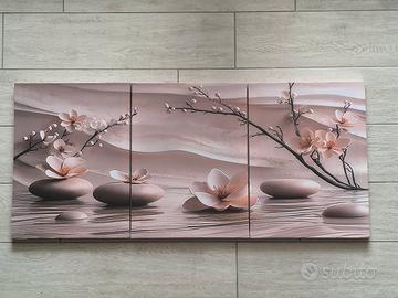 Tris Quadri Moderni Zen 30x40 - Fiori di Loto e Pi