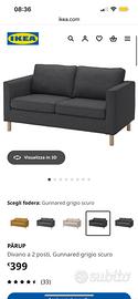 Divano ikea parup 2 posti grigio scuro