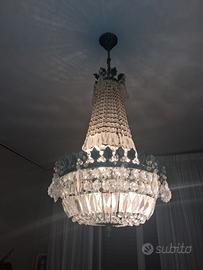 Lampadario impero vintage a cascata di cristalli