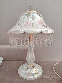 Lume da tavolo vintage in ceramica dipinta a mano