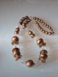 COLLANA PERLE ORO E TRASPARENTI  VINTAGE