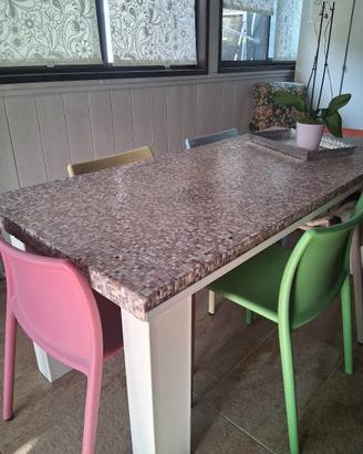 Tavolo 180x70 con piano in mosaico ceramico