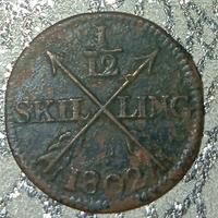 Svezia, Gustavo IV Adolf,1/12 di scellino 1802