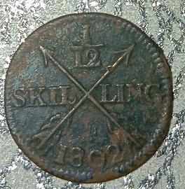 Svezia, Gustavo IV Adolf,1/12 di scellino 1802