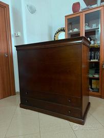 CASSAPANCA IN LEGNO NOCE CON CASSETTI