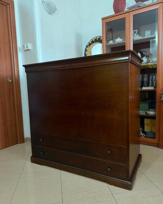 CASSAPANCA IN LEGNO NOCE CON CASSETTI