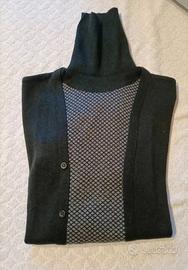 Dolcevita con finto cardigan cucito M lana merinos