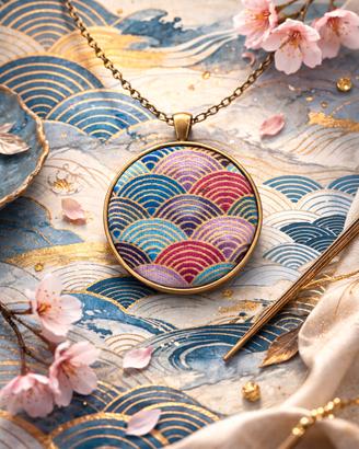 Ciondolo in cotone broccato giapponese 