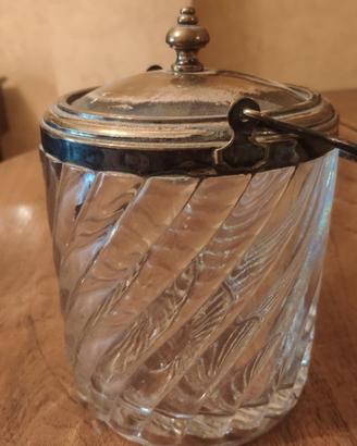 Barattolo vetro molato montatura argentata