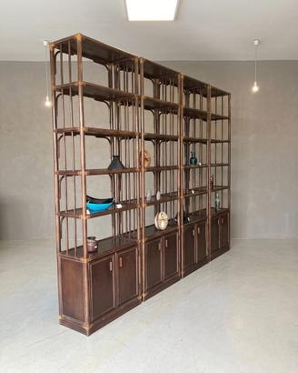 GRANDE LIBRERIA IN BAMBU E RATTAN IN 4 MODULI