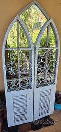 Specchio finestra bianco in ferro anticato 150x70