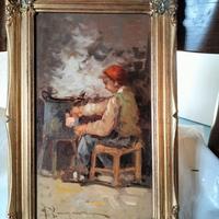 Pecoraro Antonino - olio su tavola – Caldarrostaio