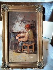 Pecoraro Antonino - olio su tavola – Caldarrostaio