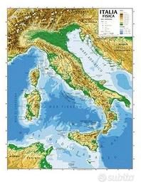 MAPPA cartina ITALIA fisica e politica, 100x140 cm