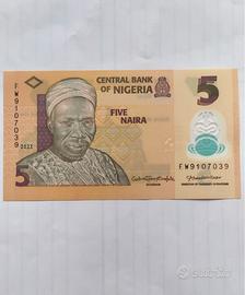 Banconota Polimery nuova FdS "NIGERIA" da 5 Naira
