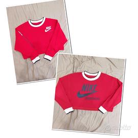 Felpa donna Nike cropped taglia L double face ross