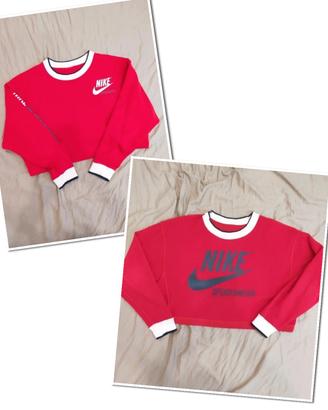 Felpa donna Nike cropped taglia L double face ross