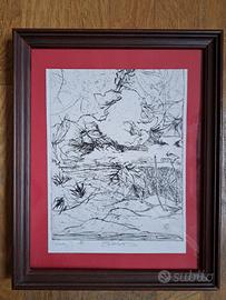 Quadro acquaforte originale vintage incorniciata