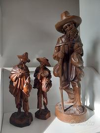 TRITTICO SCULTURE IN LEGNO INTAGLIATE A MANO