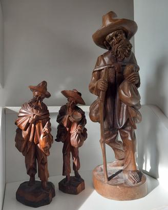 TRITTICO SCULTURE IN LEGNO INTAGLIATE A MANO