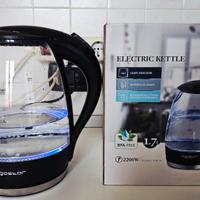 Bollitore acqua elettrico in vetro con luce blu