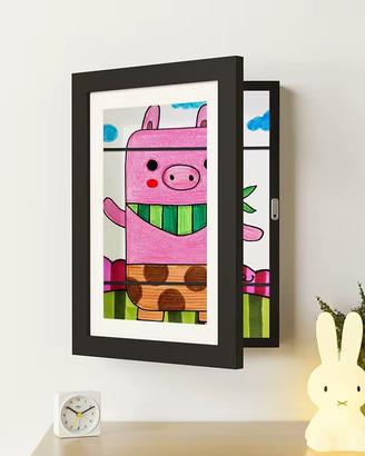 Cornice in legno per disegni dei bambini A4 nero