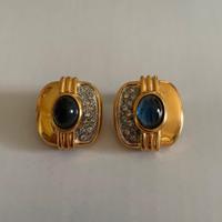 Orecchini a clip con Cristalli Blu e Bianchi