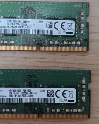 RAM 16GB DDR4 (2x8GB) per laptop