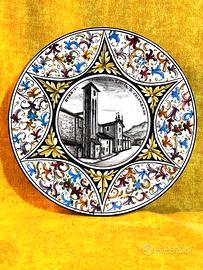 piattoda perete in ceramica policroma vintage