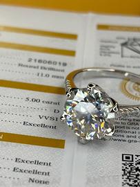 Anello 5 carati moissanite ! argento S925