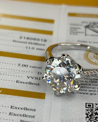 Anello 5 carati moissanite ! argento S925