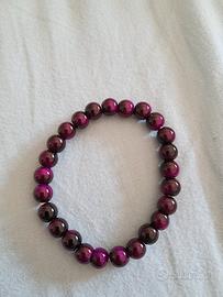 bracciale occhio di tigre viola pietra elastico