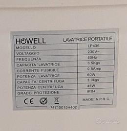 LAVATRICE PORTATILE HOWELL 3,5KG - Elettrodomestici In vendita a Roma