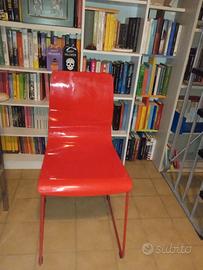 sedia scavolini con gambe a slitta, laccata lucida