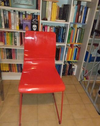 sedia scavolini con gambe a slitta, laccata lucida