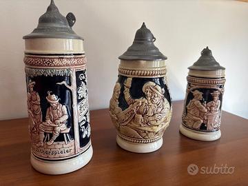 Boccali da birra in ceramica. Produzione tedesca.
