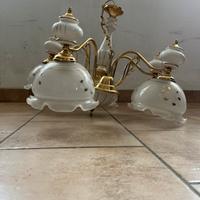 Lampadario in ceramica bianco /oro