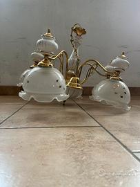 Lampadario in ceramica bianco /oro