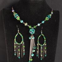 Parure donna collana orecchini bracciale verde