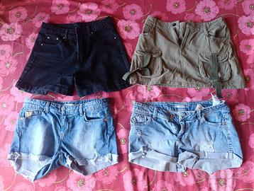 Set 3 pantaloncini e minigonna verde