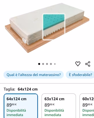 Materasso Foppapedretti  64x124 cm