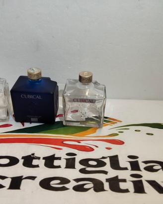 TRIS GIN CUBICAL DIVERSE BOTTIGLIE VUOTE 