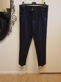  Pantaloni blu sigaretta tg 46 cotone e elastane