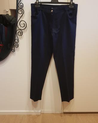  Pantaloni blu sigaretta tg 46 cotone e elastane