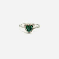 Anello Cuore Smeraldi Diamanti Oro Bianco