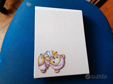 Diario album nascita bambina. in pelle rosa