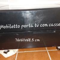 Mobiletto porta tv laccato nero.