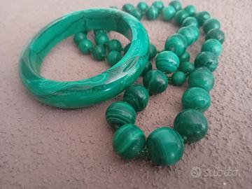 Parure Collana e Bracciale malachite naturale